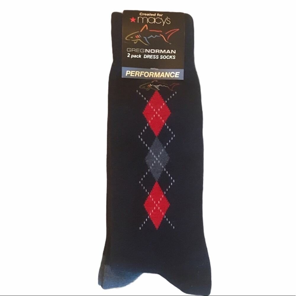 Greg Norman Dress Socks 2-Pack Navy Argyle & Solid